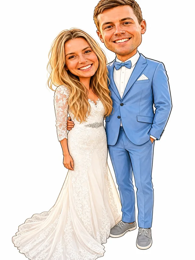 Caricature style.